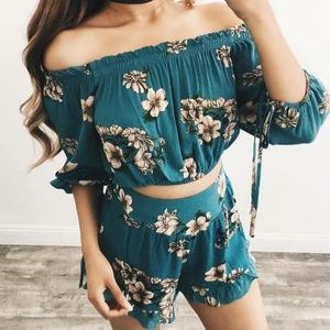 Teal Floral 2 Piece